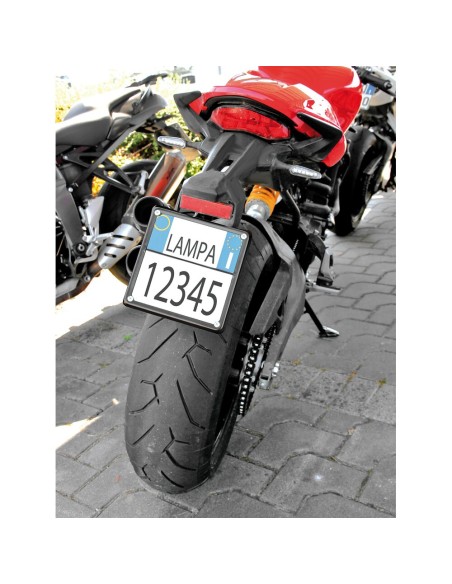 Cornice targa moto in acciaio Nero 185x185mm