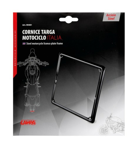 Cornice targa moto in acciaio Nero 185x185mm