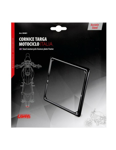 Cornice targa moto in acciaio Nero 185x185mm