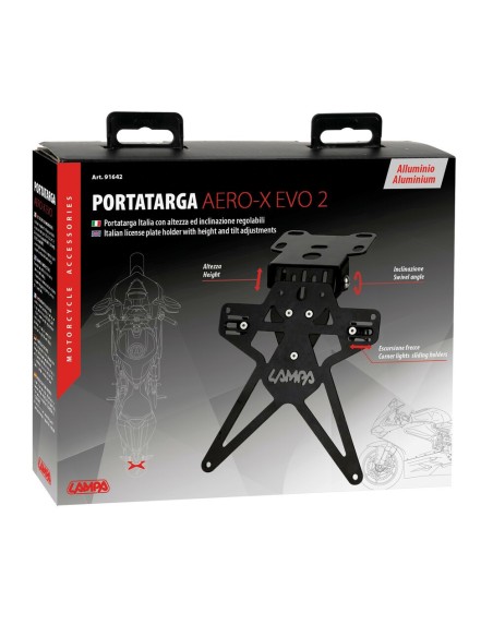 Portatarga moto Evo 2 con altezza ed inclinazione regolabili