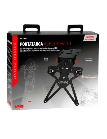 Portatarga moto Evo 3 con altezza ed inclinazione regolabili