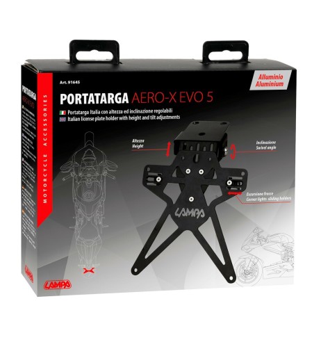 Portatarga moto Evo 5 con altezza ed inclinazione regolabili