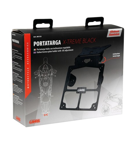 Portatarga alluminio moto universale regolabile nero