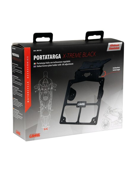 Portatarga alluminio moto universale regolabile nero