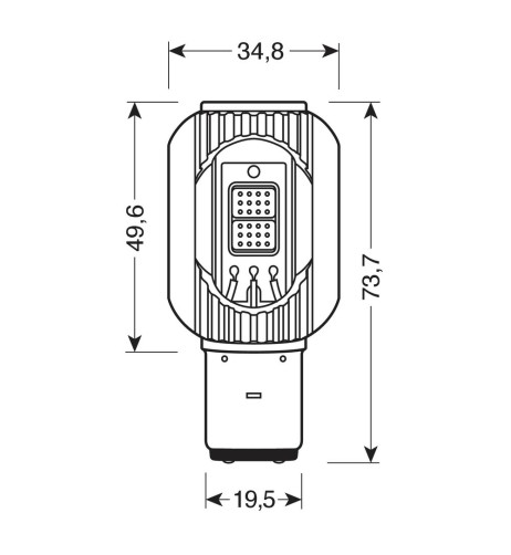Lampadina mega LED BA20d 9 32V S2 con resistenza 680lm