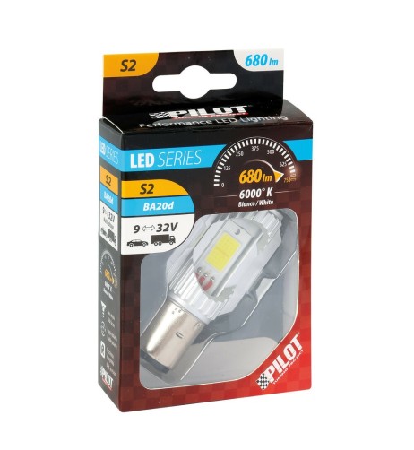 Lampadina mega LED BA20d 9 32V S2 con resistenza 680lm