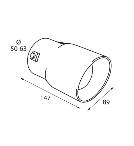 Terminale scarico universale inox singolo TS 50 50 63mm