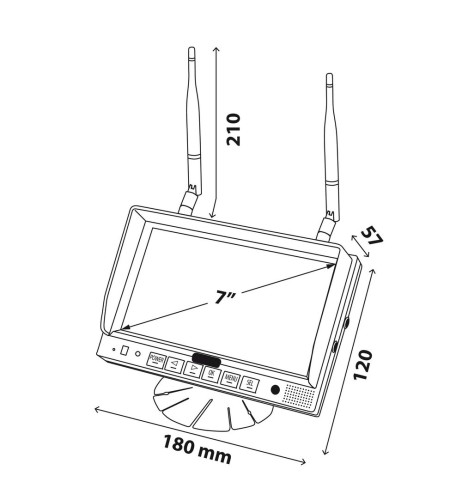Monitor veicolare LCD 7 pollici Wireless max 4 telecamere con telecomando M