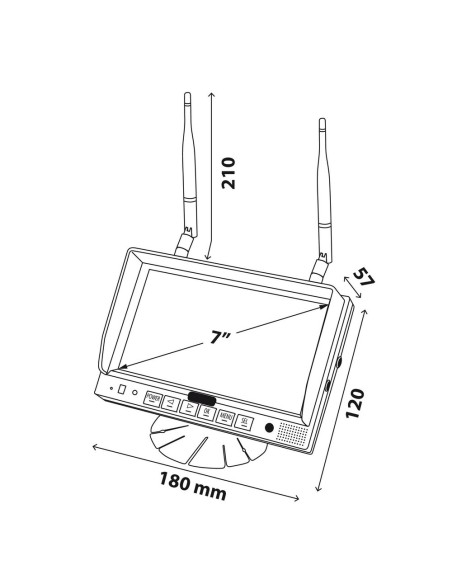 Monitor veicolare LCD 7 pollici Wireless max 4 telecamere con telecomando M