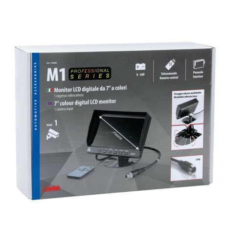 Monitor veicolare LCD 7 pollici max 1 telecamera con telecomando M1