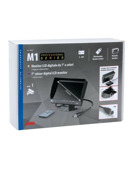 Monitor veicolare LCD 7 pollici max 1 telecamera con telecomando M1