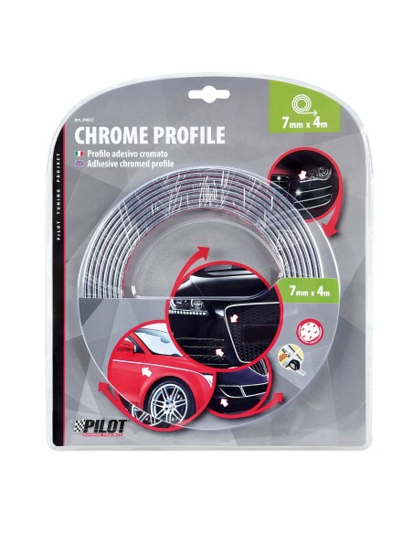 Profilo adesivo cromato auto 4 metri larghezza 7mm