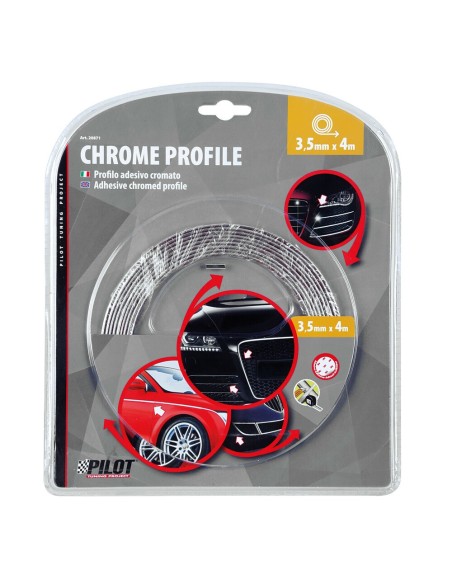 Profilo adesivo cromato auto 4 metri larghezza 3 5mm