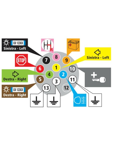 Presa 13 poli con 1 contatto retronebbia
