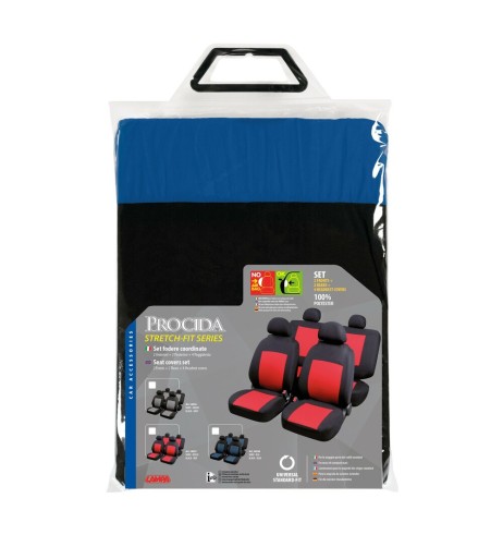 Set completo coprisedili fodere Stretch Fit Procida Nero Blu