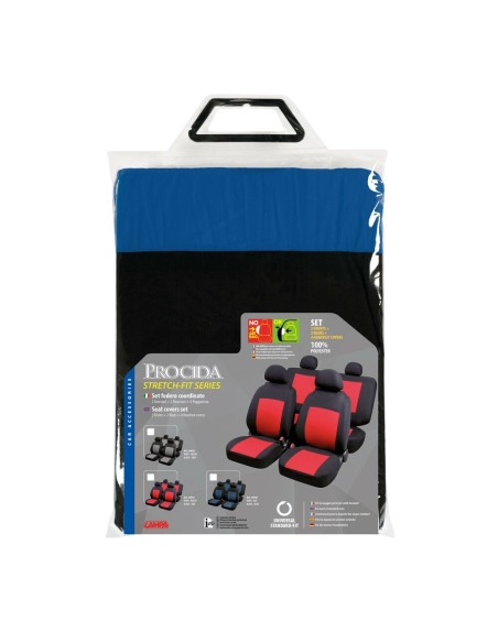 Set completo coprisedili fodere Stretch Fit Procida Nero Blu