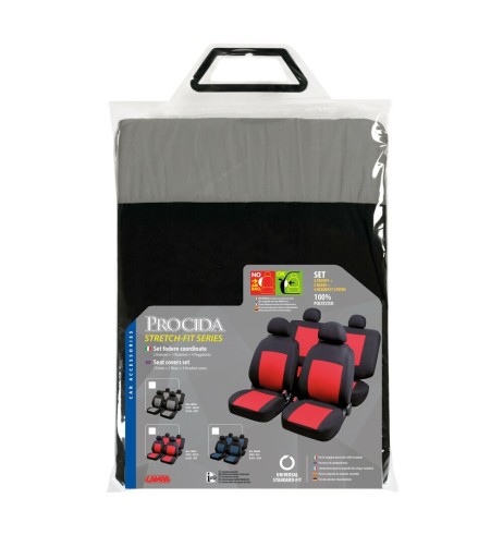 Set completo coprisedili fodere Stretch Fit Procida Nero Grigio