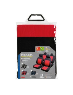 Set completo coprisedili fodere Stretch Fit Procida Nero Rosso 2