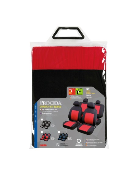 Set completo coprisedili fodere Stretch Fit Procida Nero Rosso