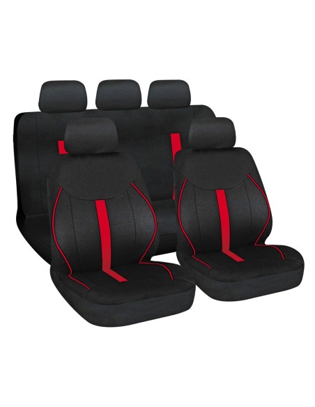 Set completo coprisedili auto universali Speed Nero Rosso