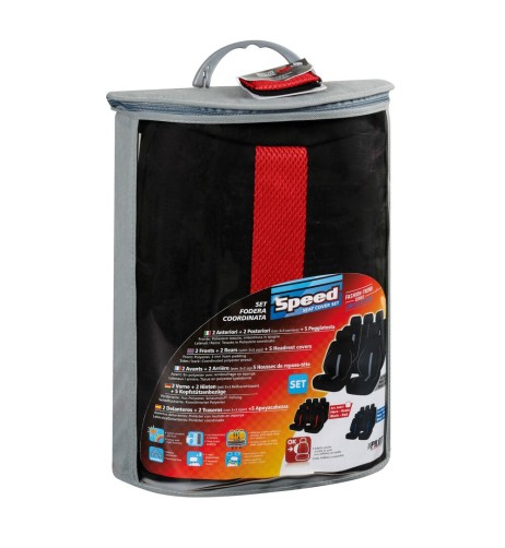 Set completo coprisedili auto universali Speed Nero Rosso