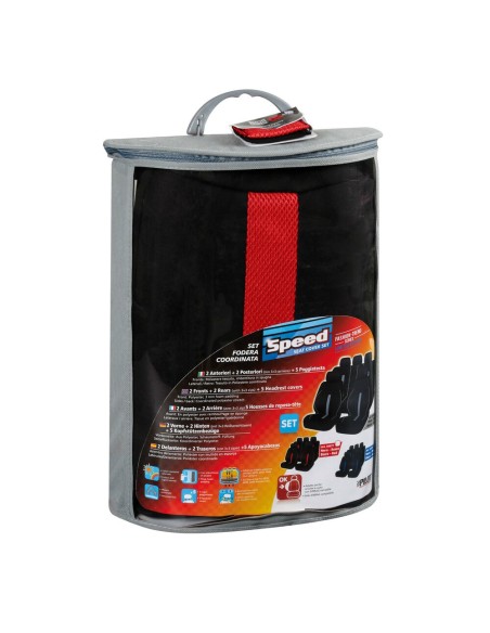 Set completo coprisedili auto universali Speed Nero Rosso