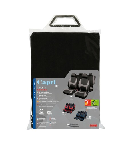 Set completo coprisedili fodere Stretch Fit Capri Nero Rosso