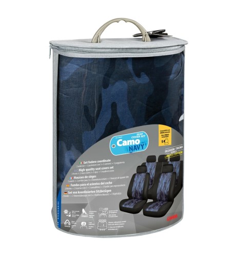 Set completo coprisedili auto universali Camouflage Navy