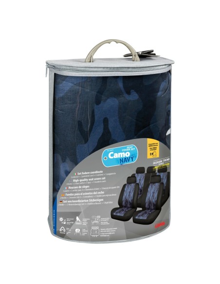 Set completo coprisedili auto universali Camouflage Navy