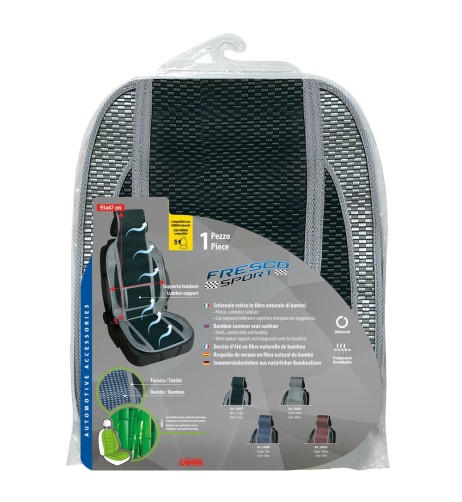 Coprisedile schienale auto estivo in bambu nero con supporto lombare