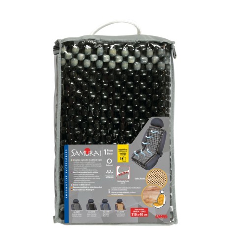 Coprisedile schienale auto estivo in palline di legno Samurai antracite gri