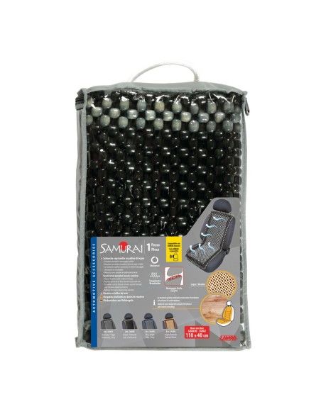 Coprisedile schienale auto estivo in palline di legno Samurai antracite gri