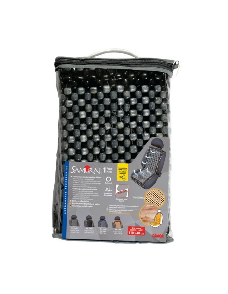 Coprisedile schienale auto estivo in palline di legno Samurai grigio antrac