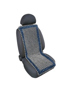 Coprisedile schienale auto estivo in palline di legno Samurai blu grigio