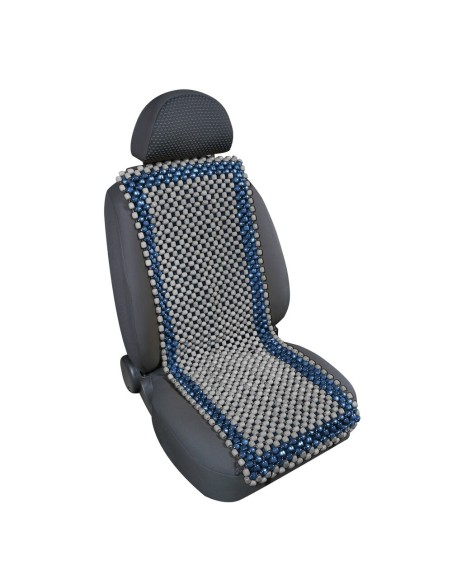 Coprisedile schienale auto estivo in palline di legno Samurai blu grigio