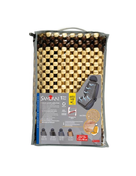 Coprisedile schienale auto estivo in palline di legno Samurai naturale marr