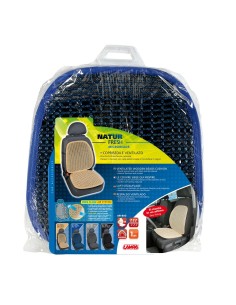 Coprisedile schienale auto estivo ventilato in legno colore blu 2