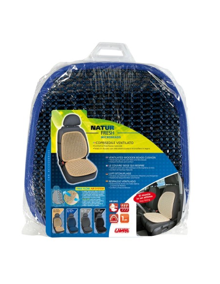 Coprisedile schienale auto estivo ventilato in legno colore blu