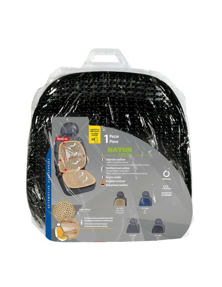 Coprisedile schienale auto estivo ventilato in legno colore nero