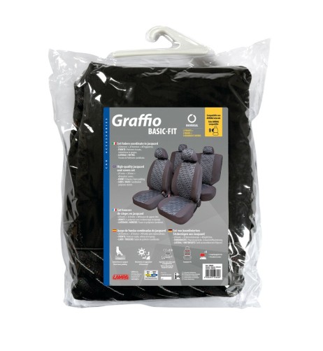 Kit completo coprisedili fodere auto universali in poliestere Antracite Gr