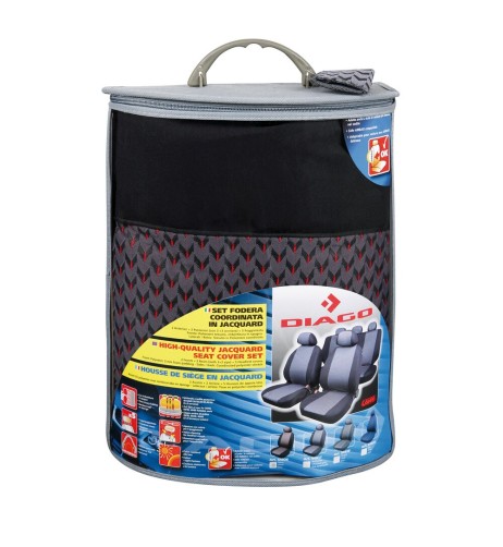 Kit completo coprisedili fodere auto universali poliestere Diago Nero