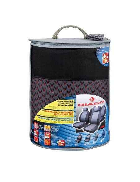 Kit completo coprisedili fodere auto universali poliestere Diago Nero
