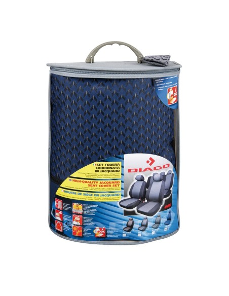 Kit completo coprisedili fodere auto universali poliestere Diago Blu