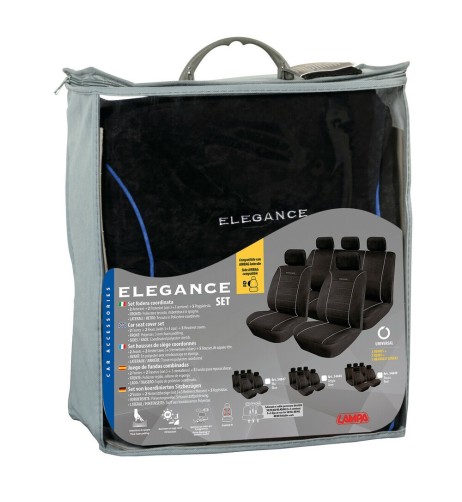 Kit completo coprisedili fodere auto universali poliestere Elegance Blu