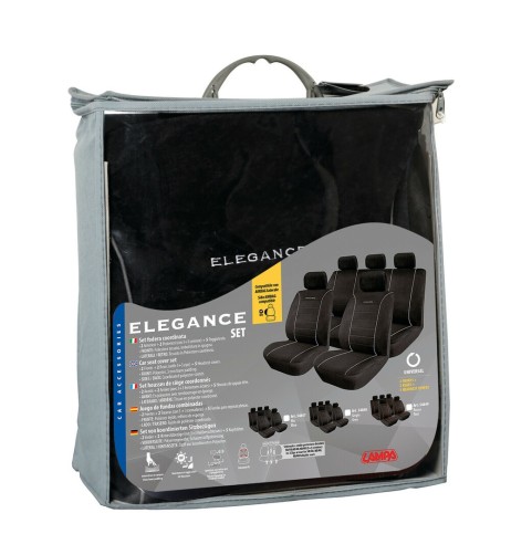 Kit completo coprisedili fodere auto universali poliestere Elegance Grigio