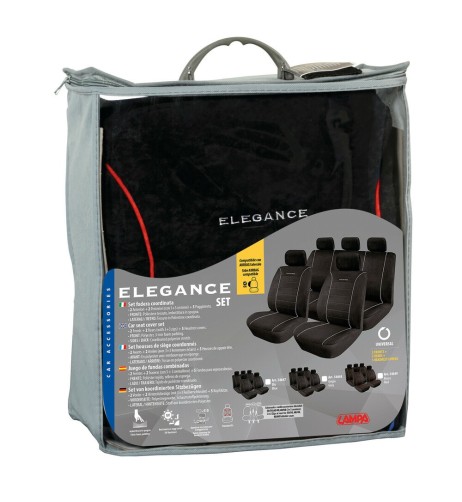 Kit completo coprisedili fodere auto universali poliestere Elegance Rosso