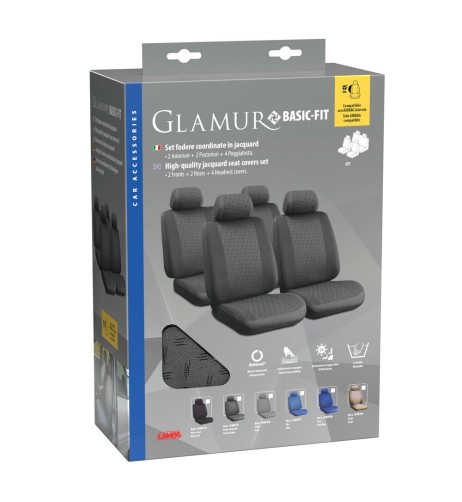 Kit completo coprisedili fodere auto universali poliestere Glamur B Antrac