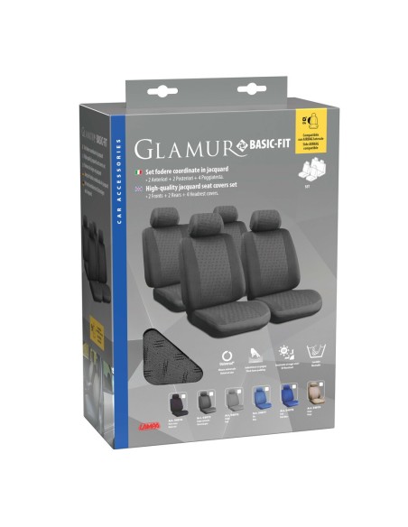 Kit completo coprisedili fodere auto universali poliestere Glamur B Antrac