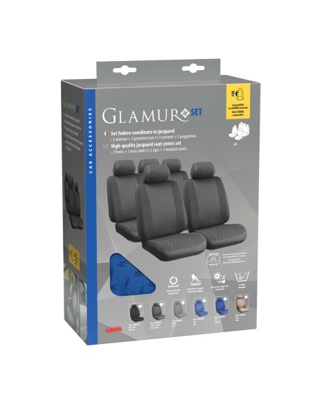 Kit completo coprisedili fodere auto universali poliestere Glamur Blu