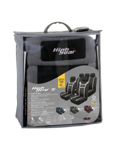 Kit completo coprisedili fodere auto universali poliestere High Gear Grigi 2